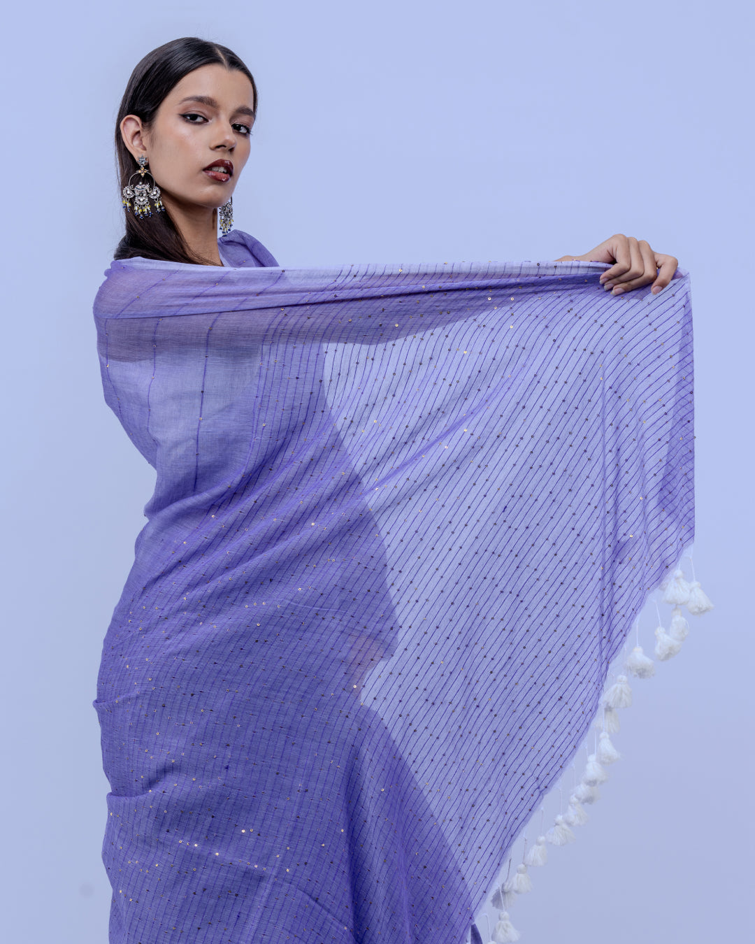 Razia Jikmik purple Mul cotton saree
