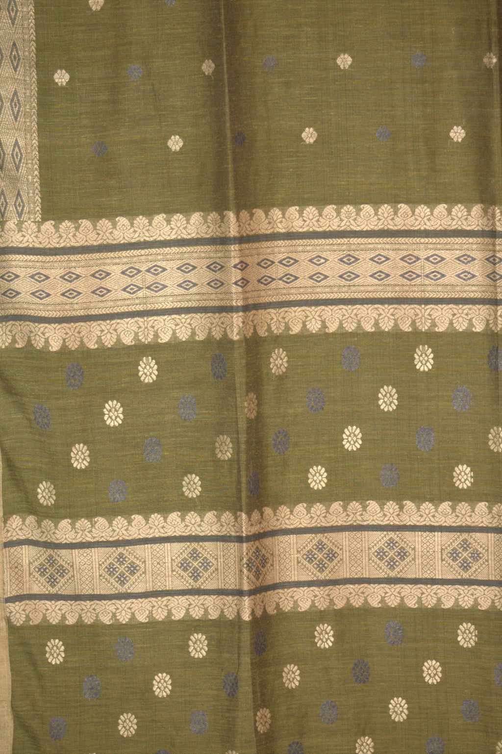 Amrita olive green Eri Nuni silk saree