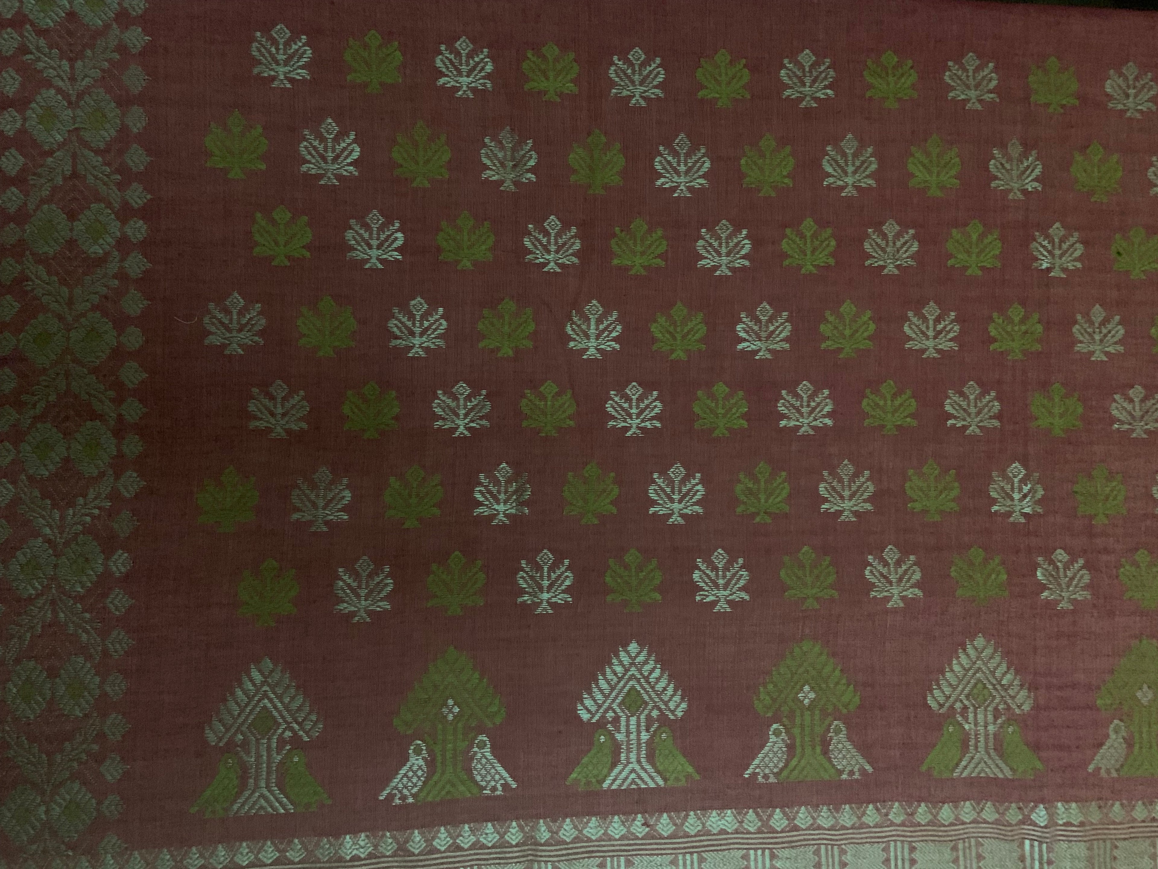 Dusty rose naturally dyed Eri silk saree