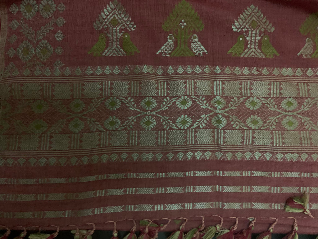 Dusty rose naturally dyed Eri silk saree