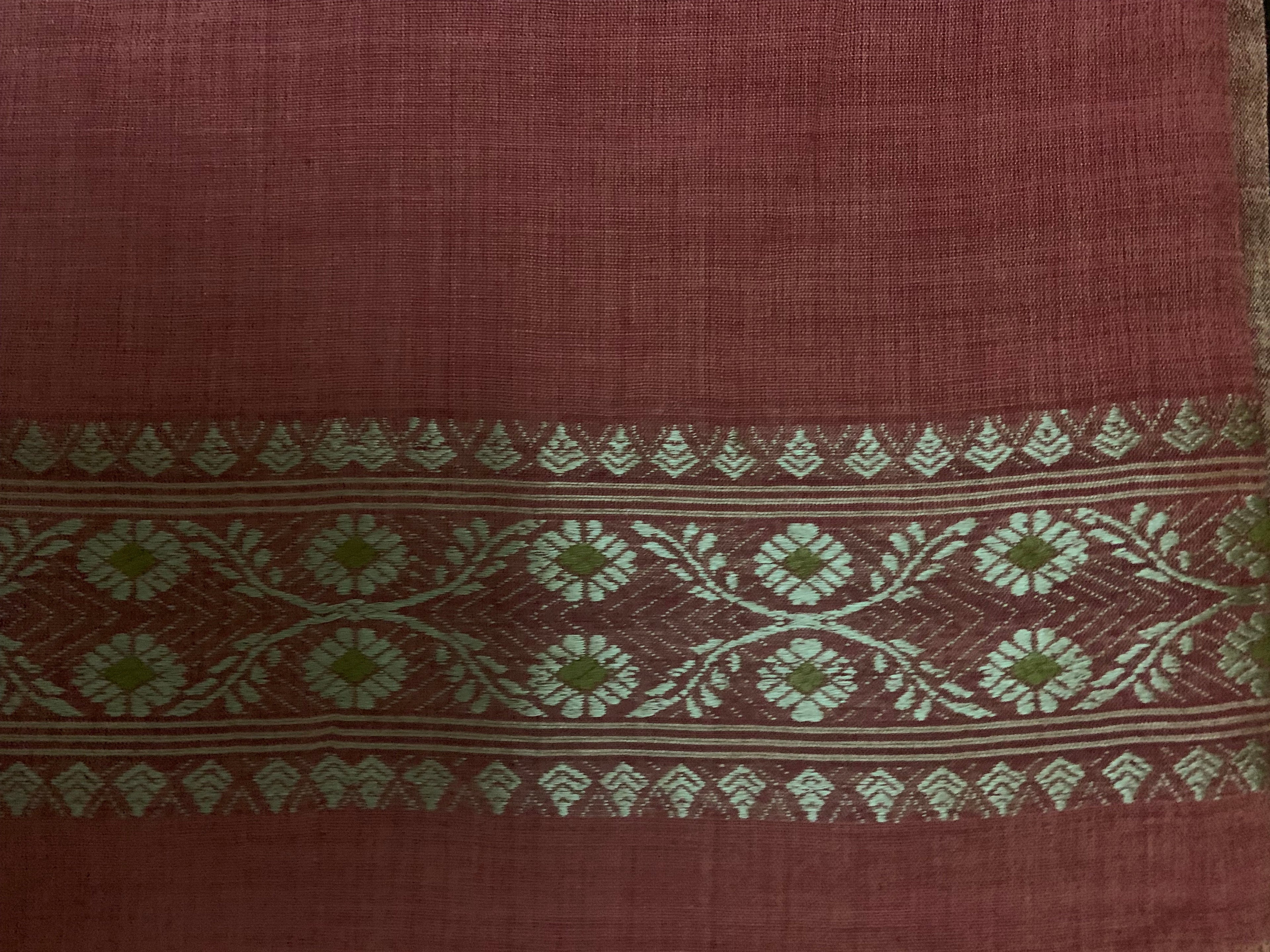 Dusty rose naturally dyed Eri silk saree