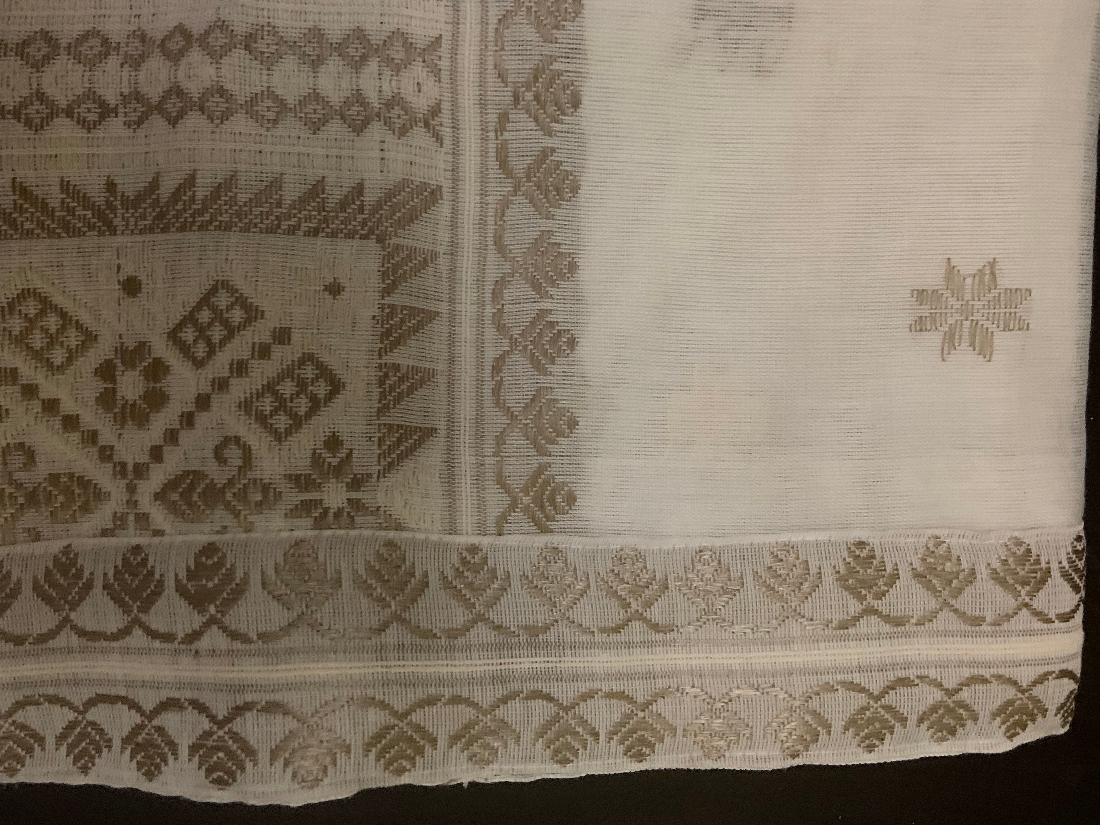 Ivory cotton silk mekhela sador
