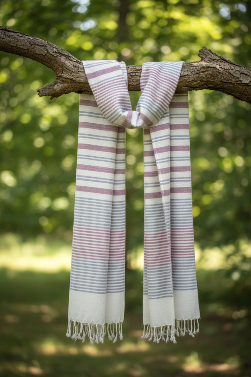 Ivory Eri stole with lac dyed eri