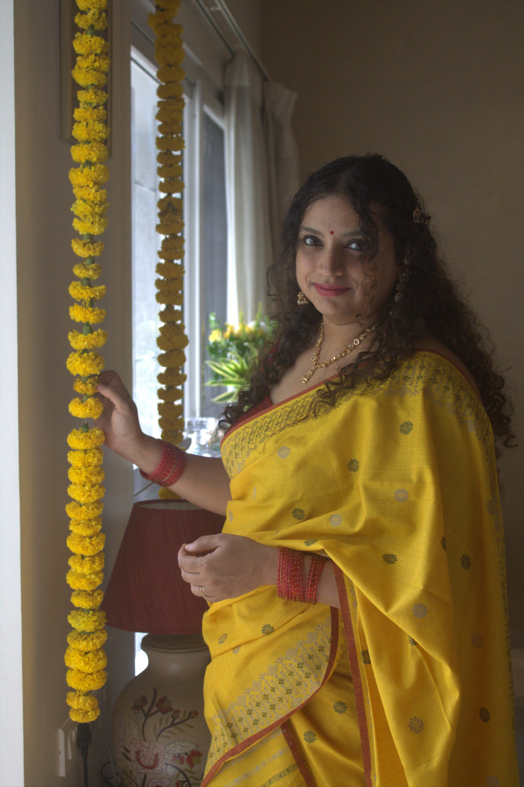 Turmeric dyed Eri silk mekhela sador