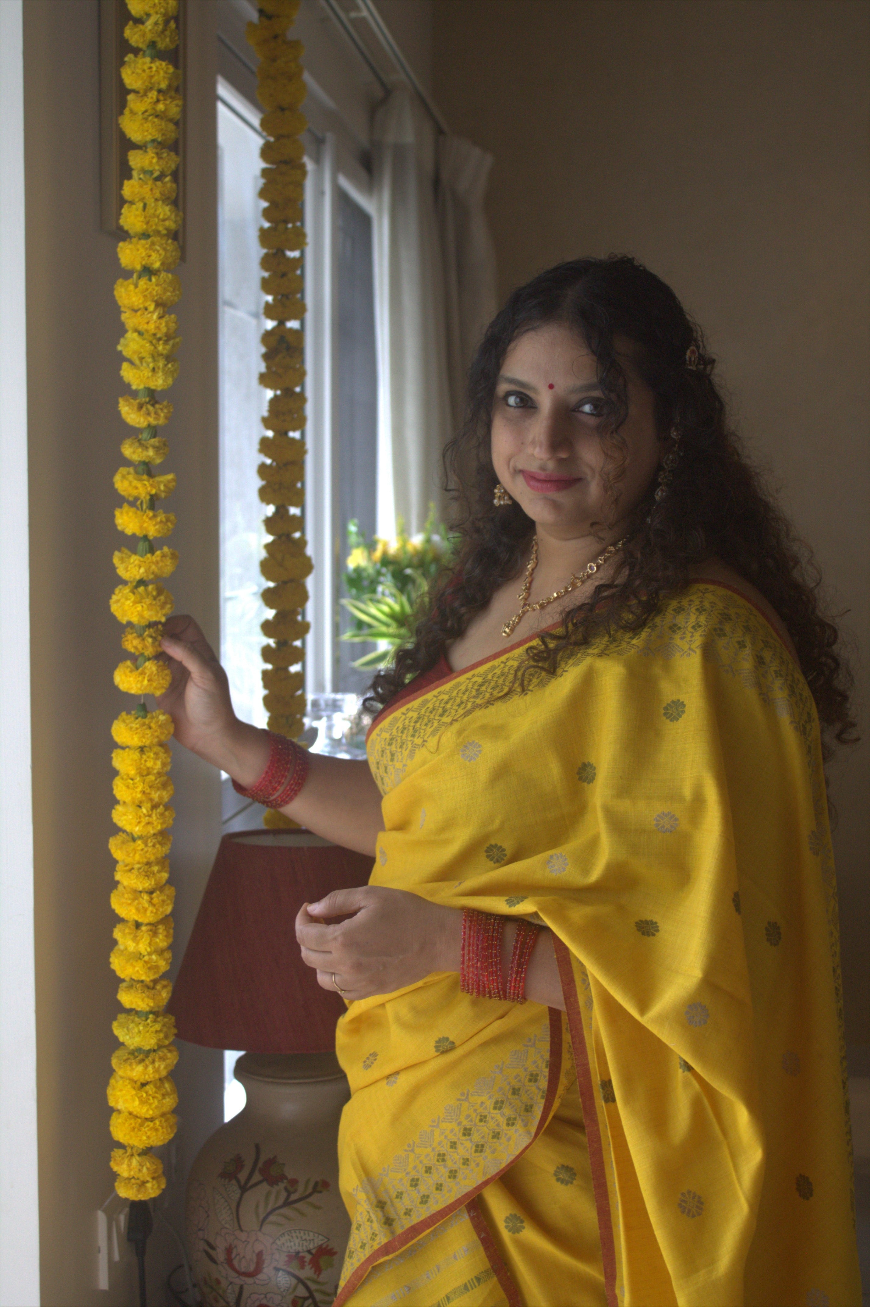 Turmeric dyed Eri silk mekhela sador