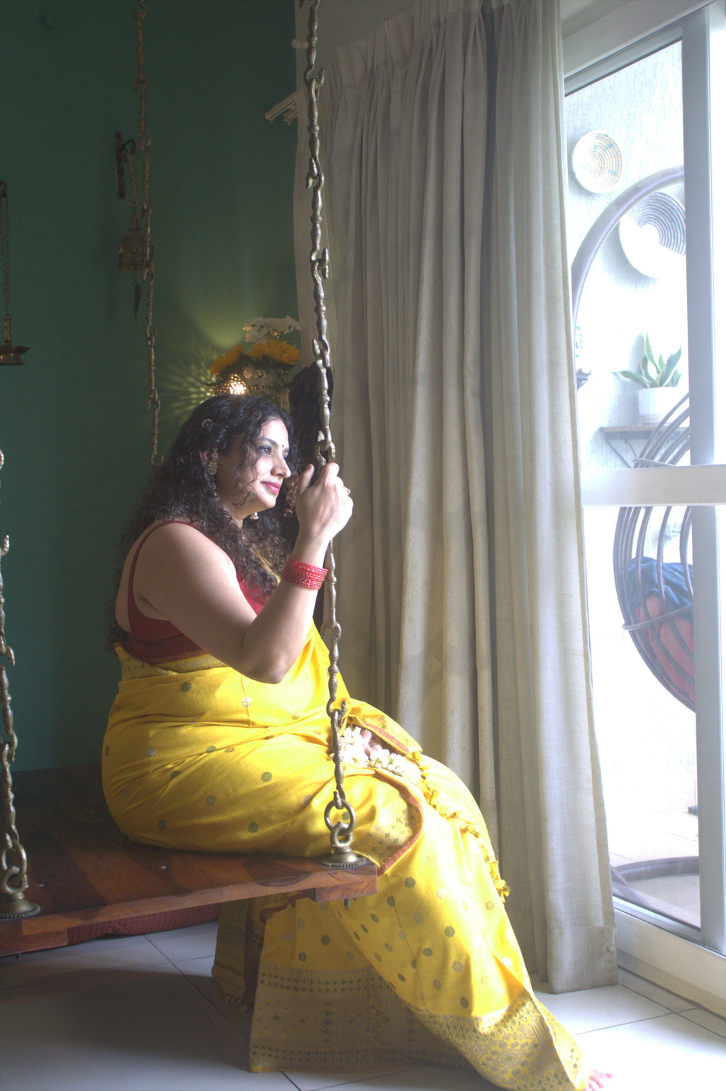 Turmeric dyed Eri silk mekhela sador