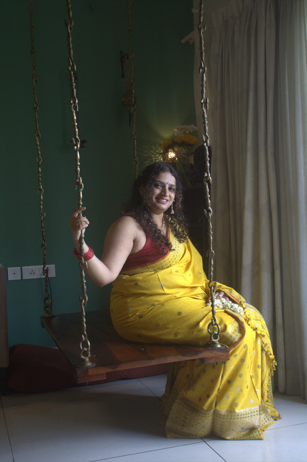 Turmeric dyed Eri silk mekhela sador
