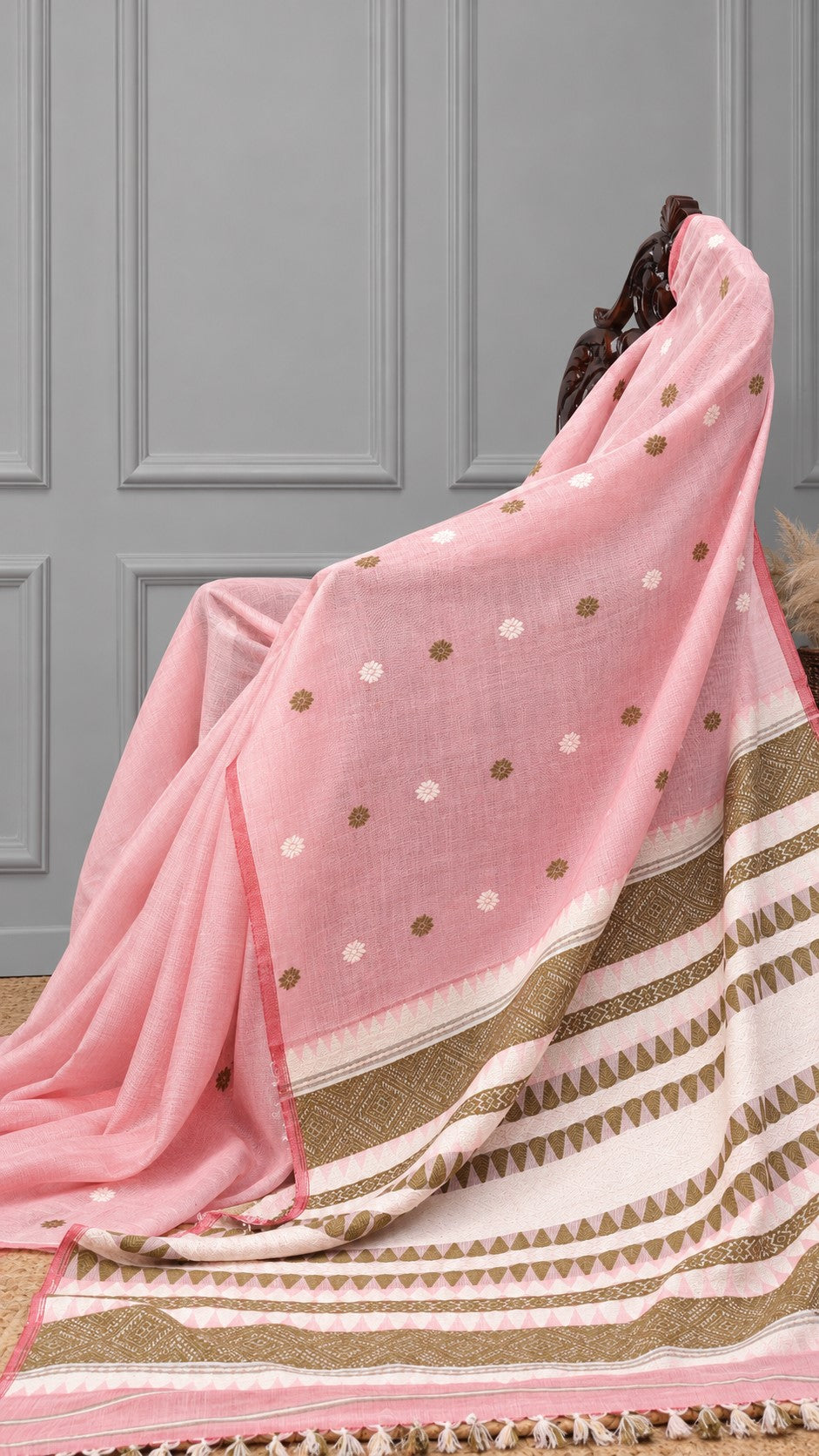 Pink cotton silk saree