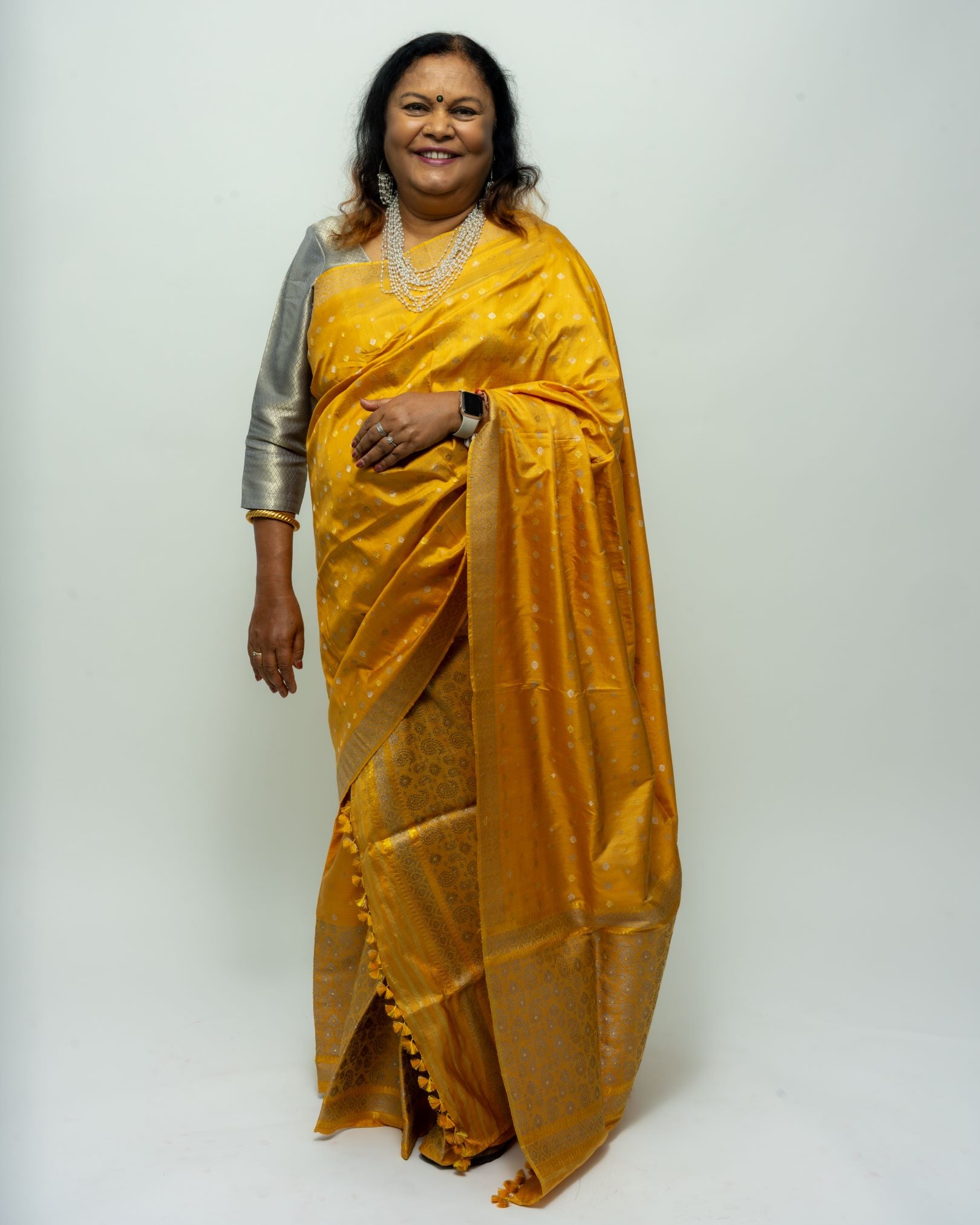 Naturally dyed Mulberry silk mekhela sador