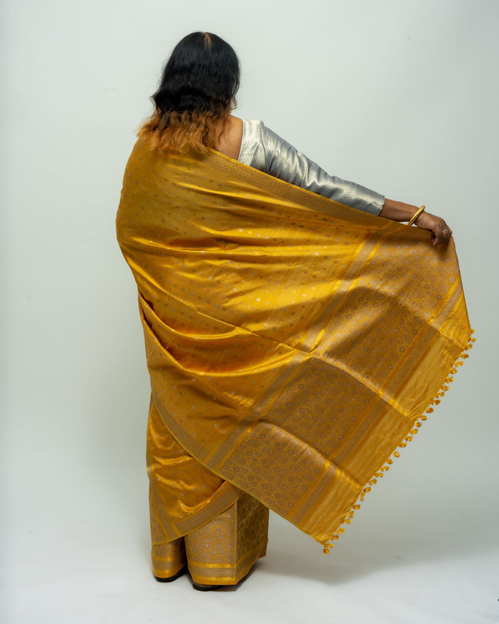 Naturally dyed Mulberry silk mekhela sador