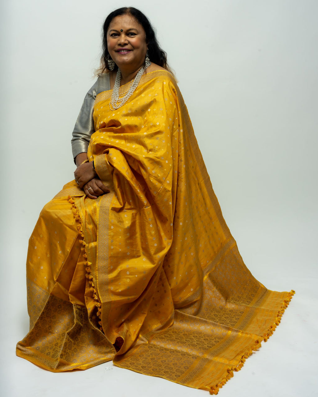 Naturally dyed Mulberry silk mekhela sador
