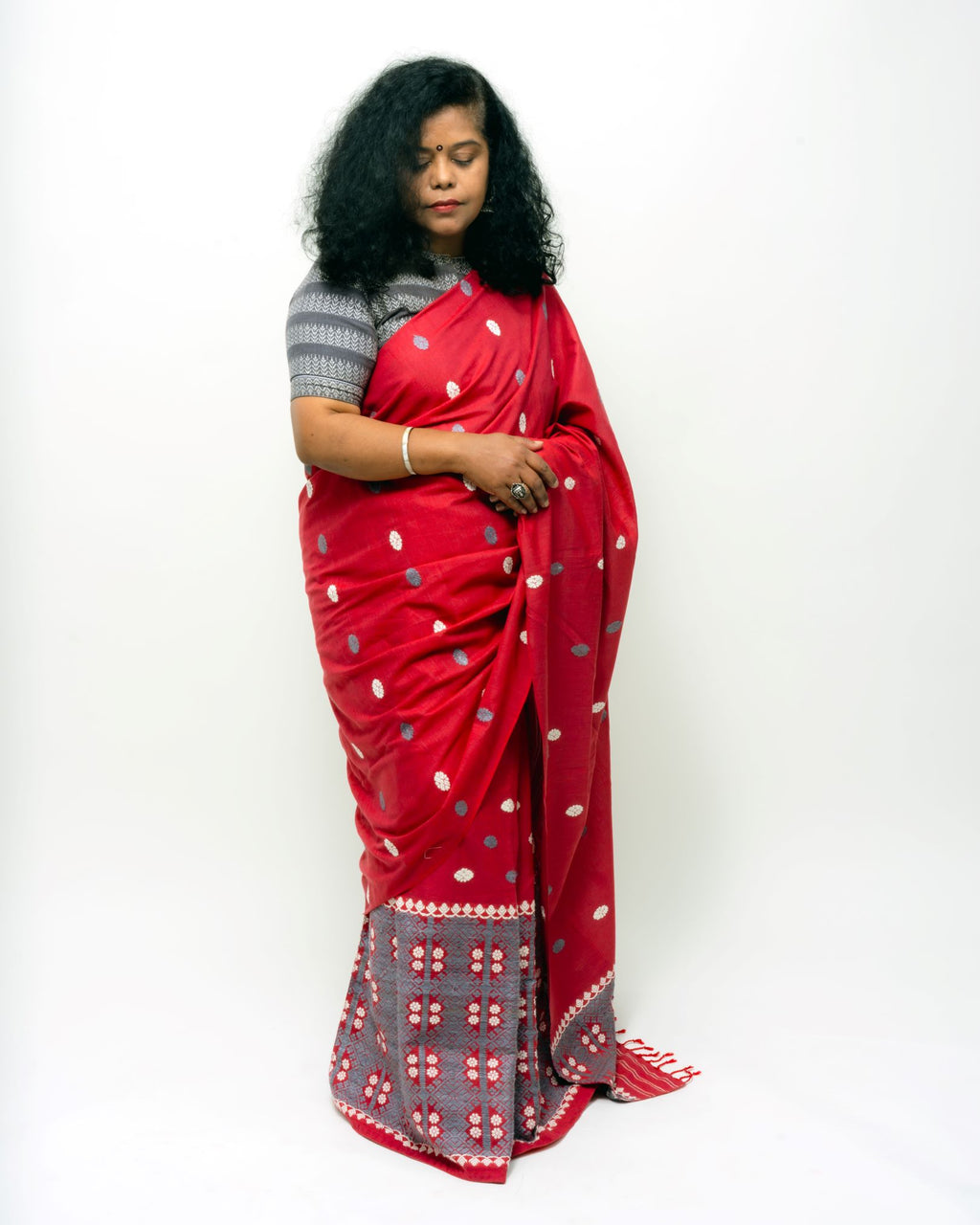 Ruby Eri silk by cotton mekhela sador