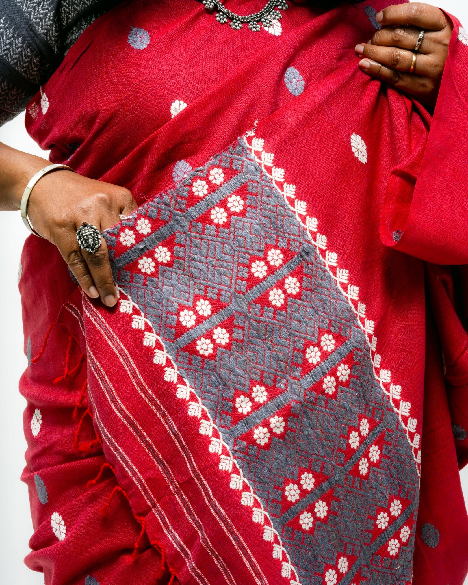 Ruby Eri silk by cotton mekhela sador
