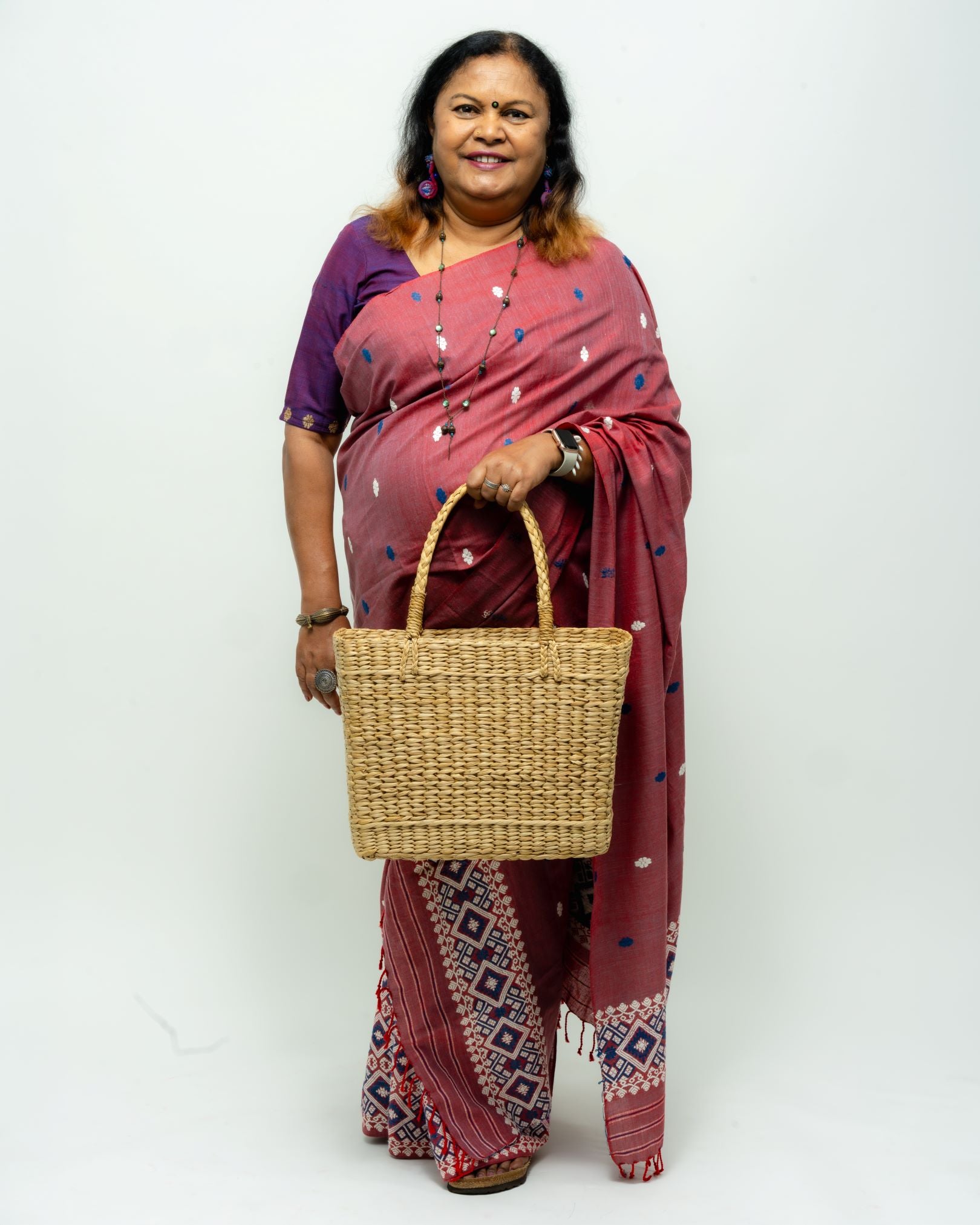 Plum eri silk by cotton mekhela sador