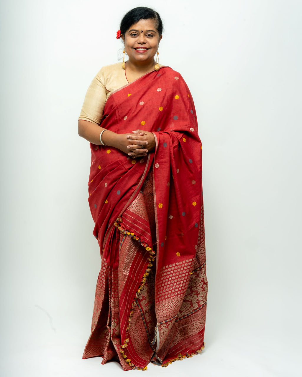 Crimson red Eri mekhela sador