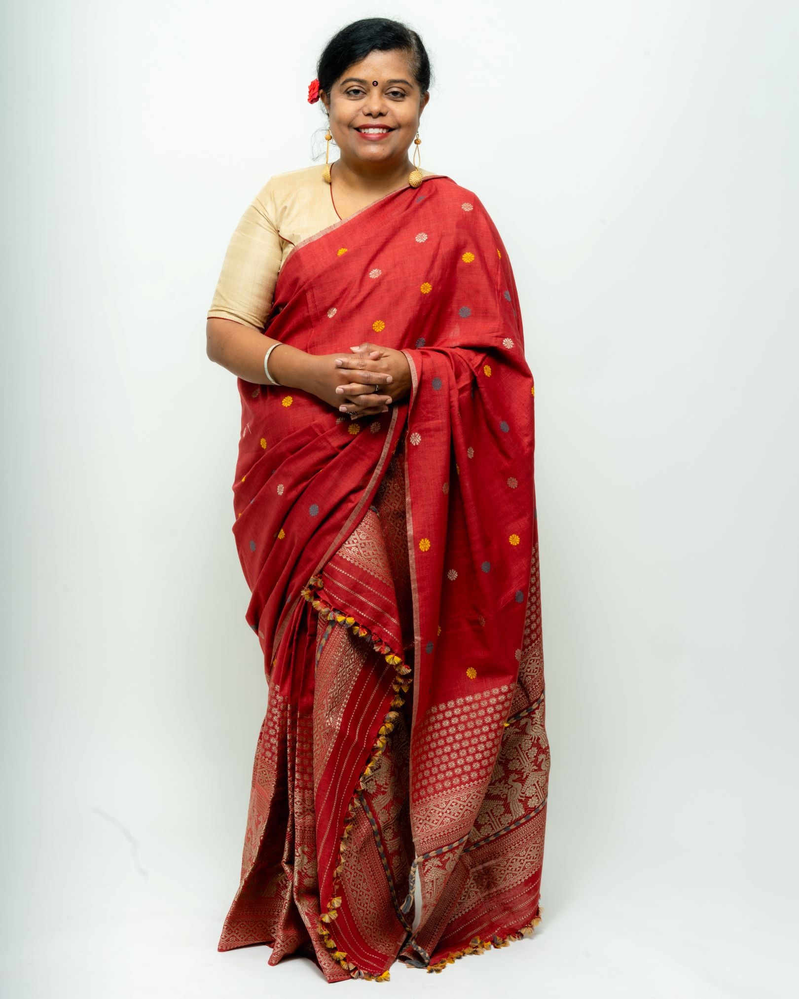 Crimson red Eri mekhela sador