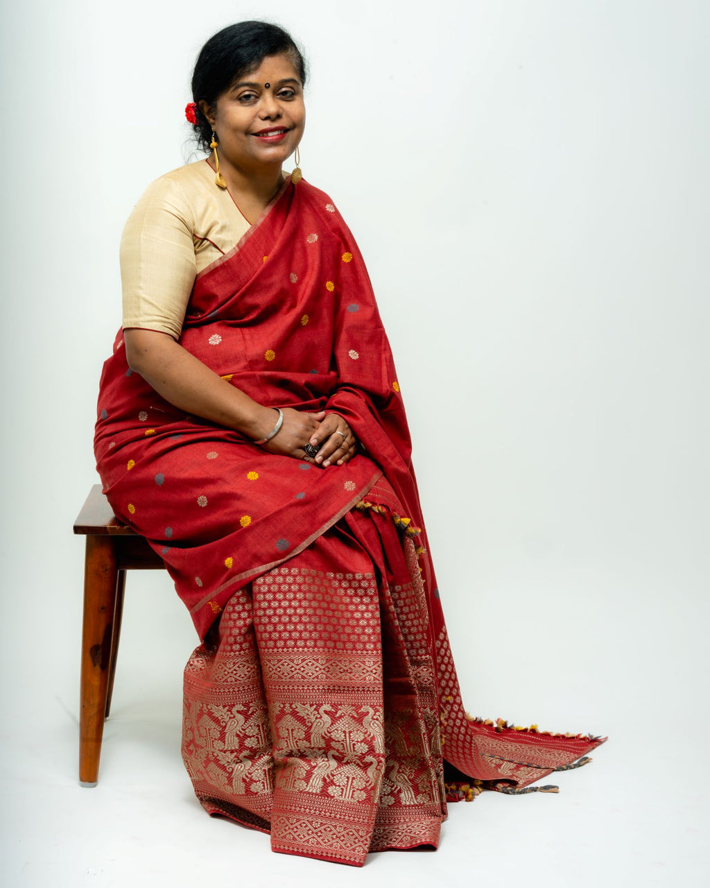 Crimson red Eri mekhela sador