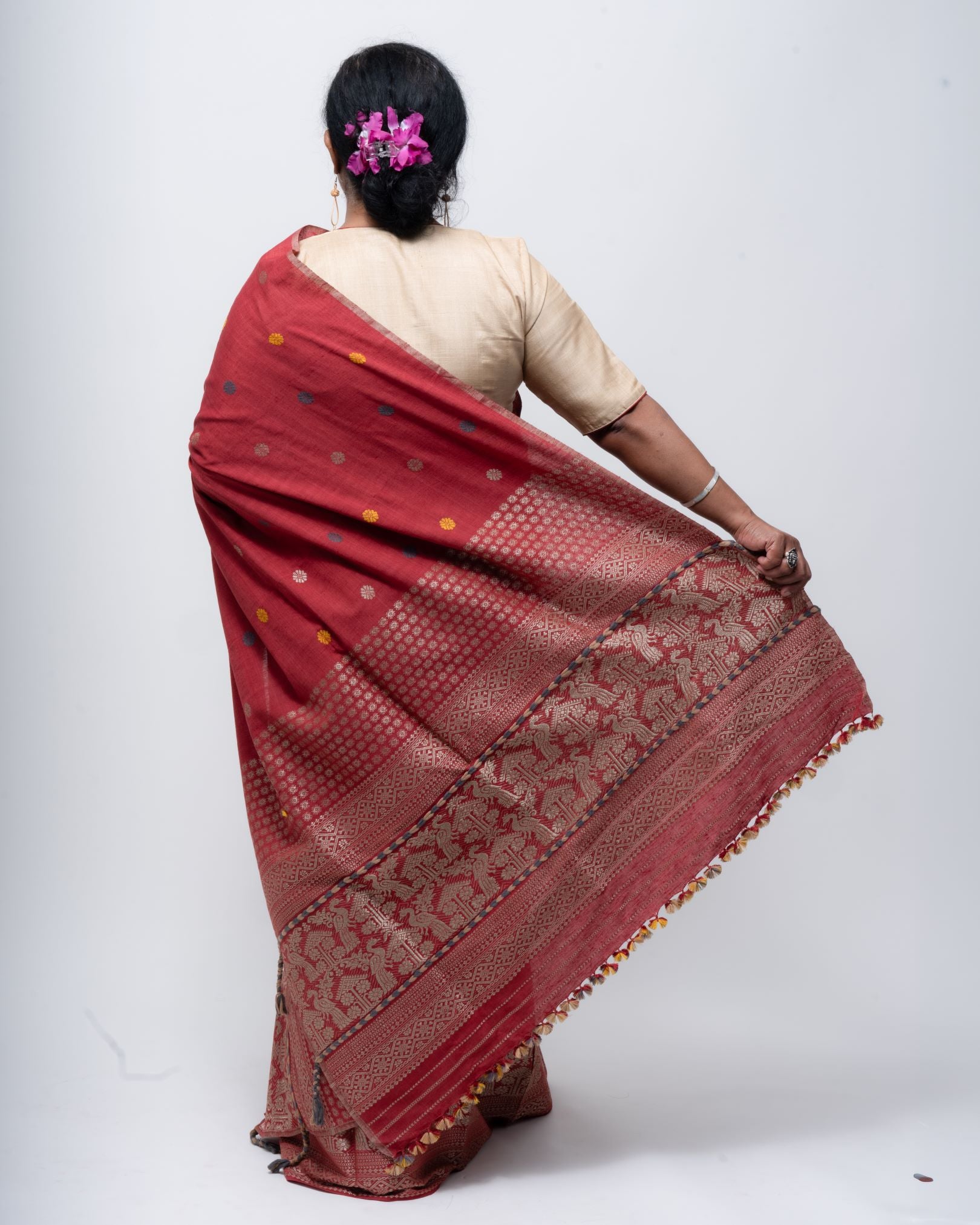 Crimson red Eri mekhela sador