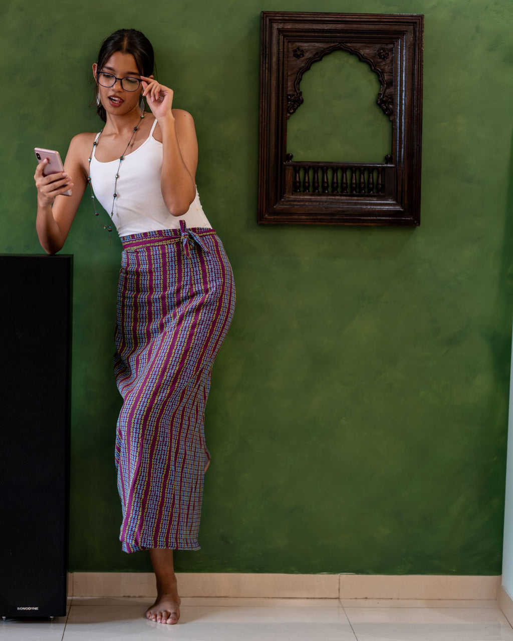 Multicolor striped wrap skirt