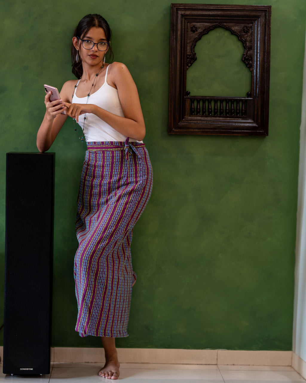 Multicolor striped wrap skirt