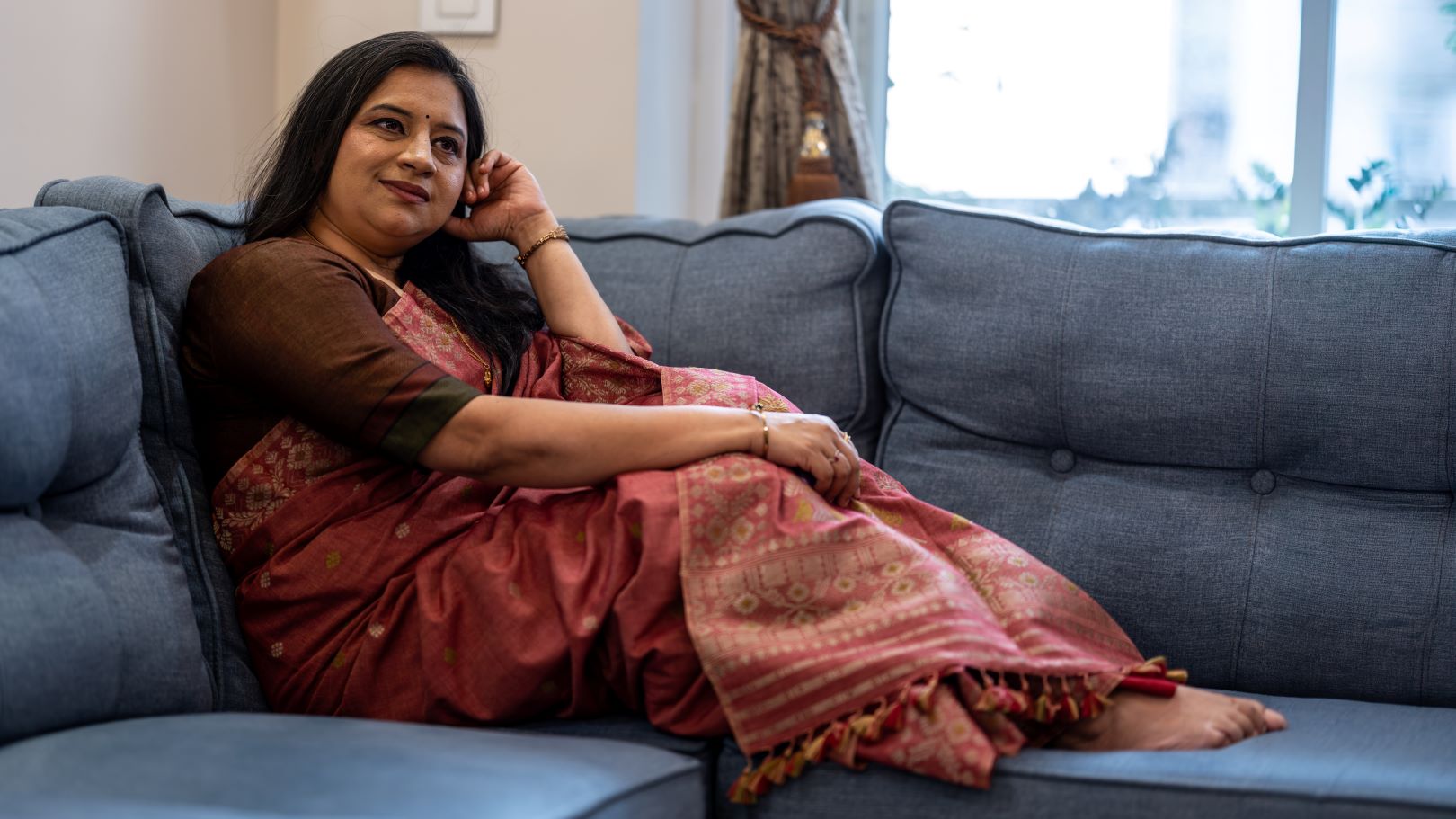 Dusty rose naturally dyed Eri silk saree