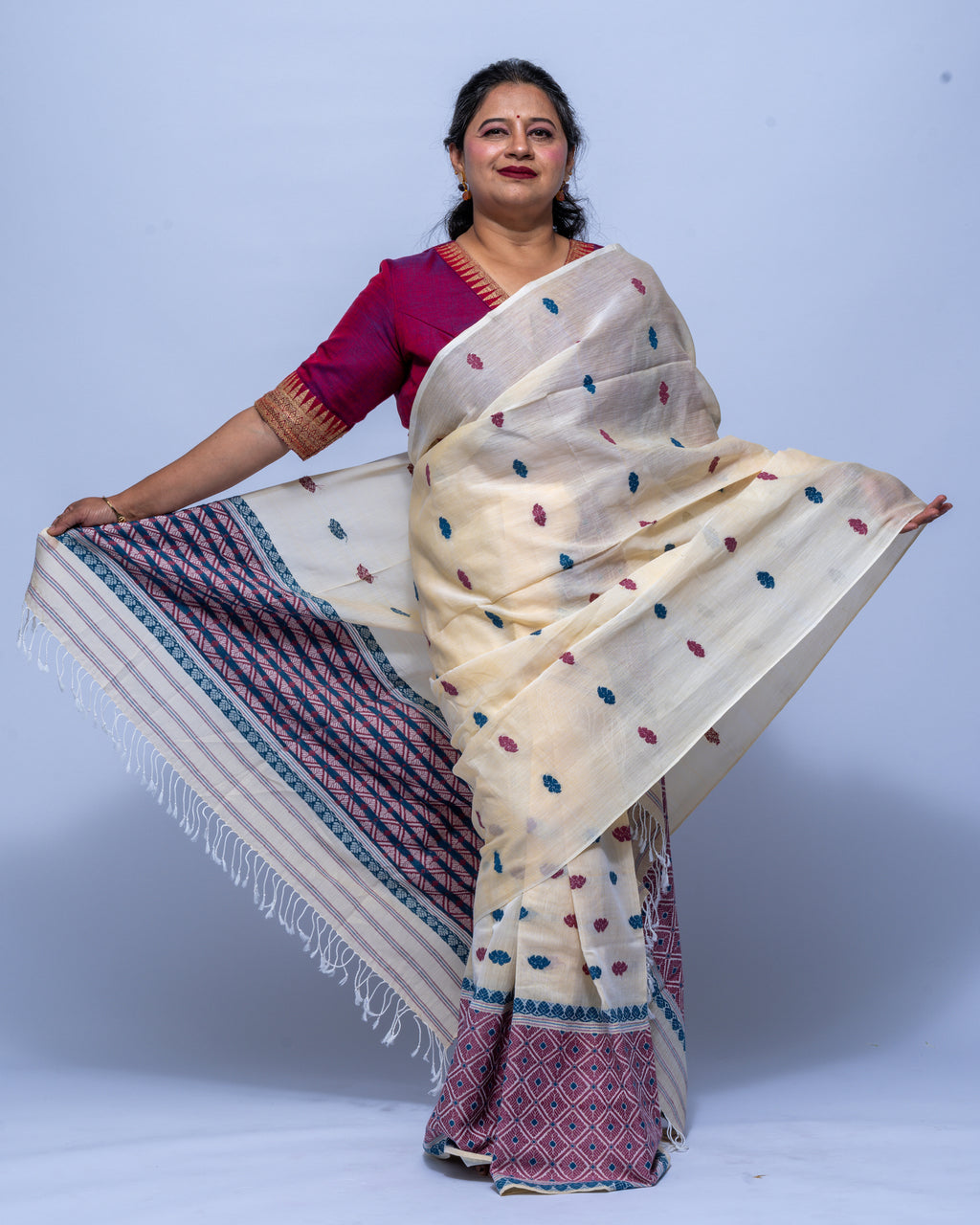 Ivory Eri cotton mekhela sador
