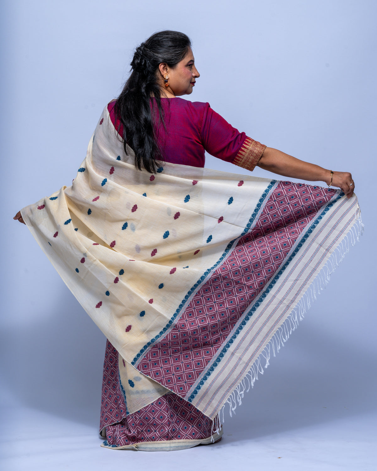 Ivory Eri cotton mekhela sador