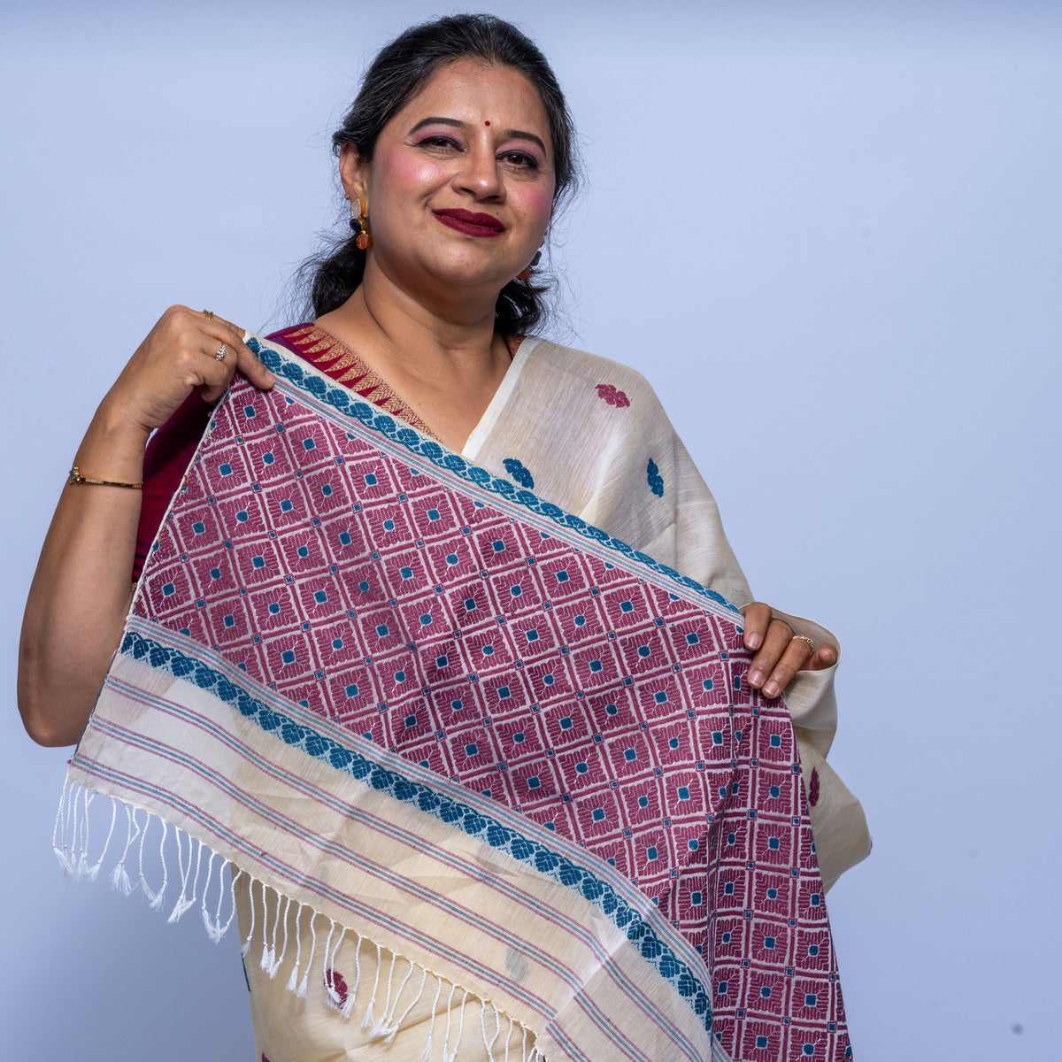 Ivory Eri cotton mekhela sador