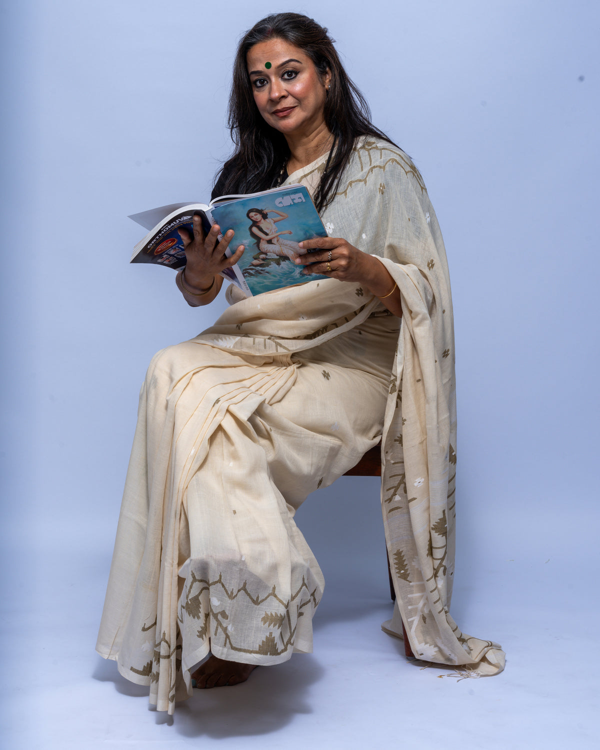 Ivory Jamdani Saree