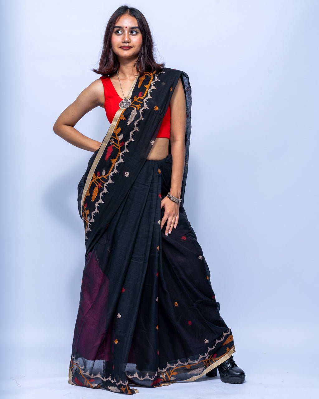 Black Jamdani saree