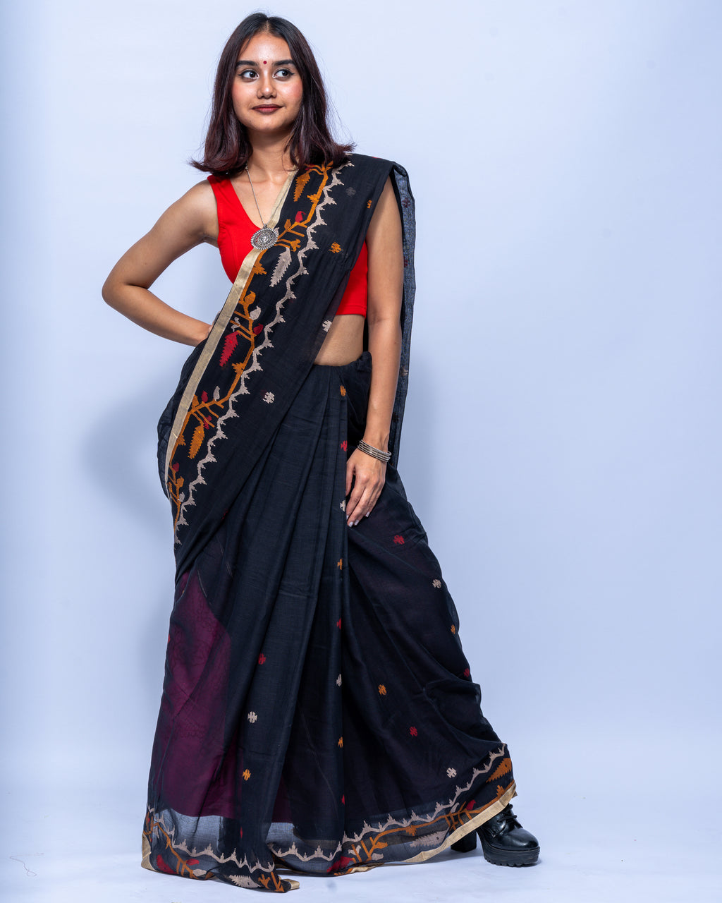 Black Jamdani saree
