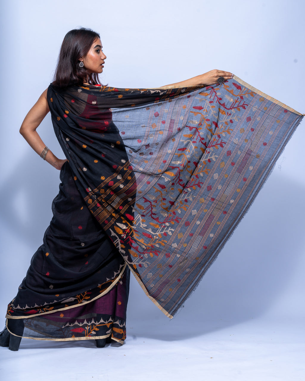 Black Jamdani saree