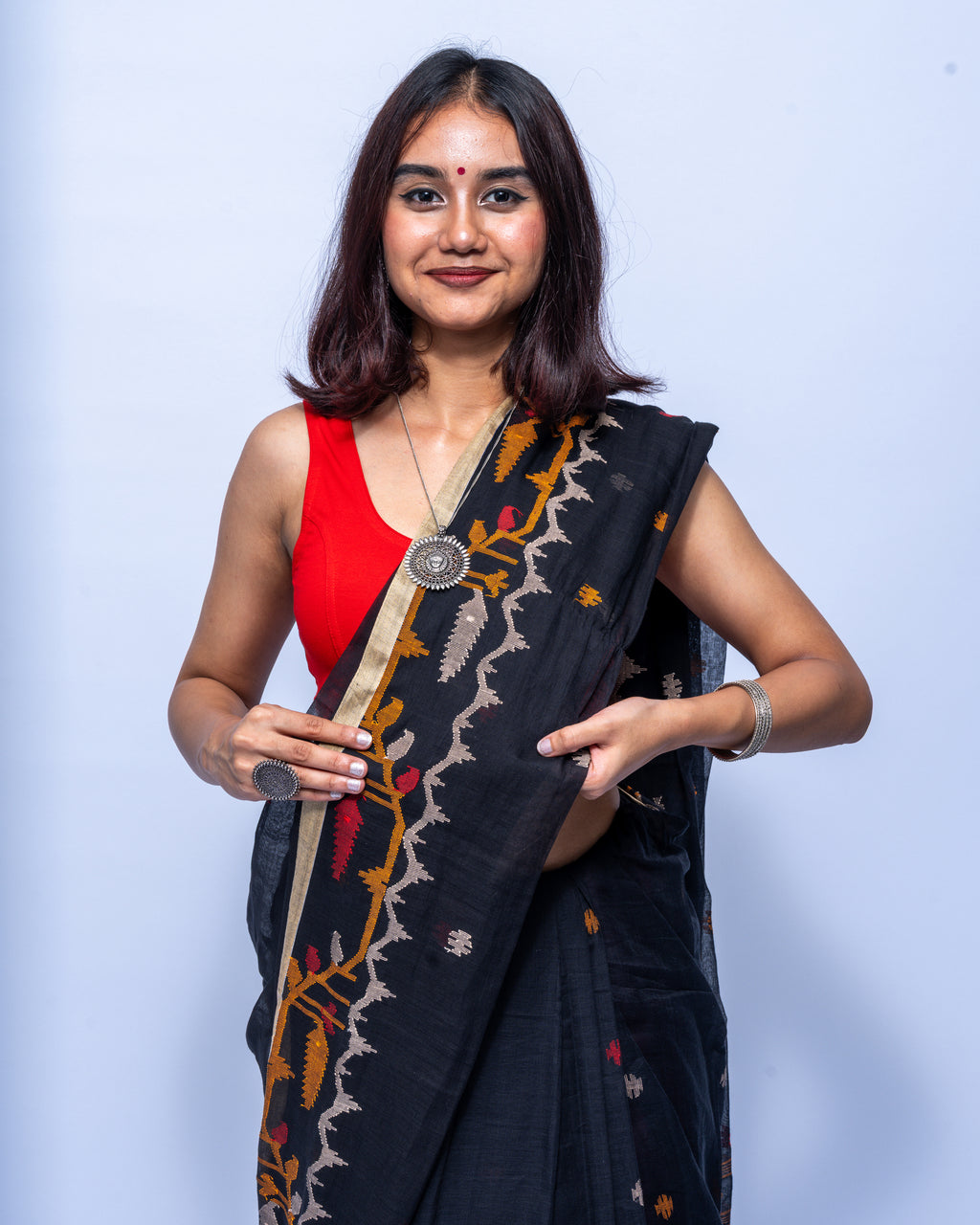 Black Jamdani saree