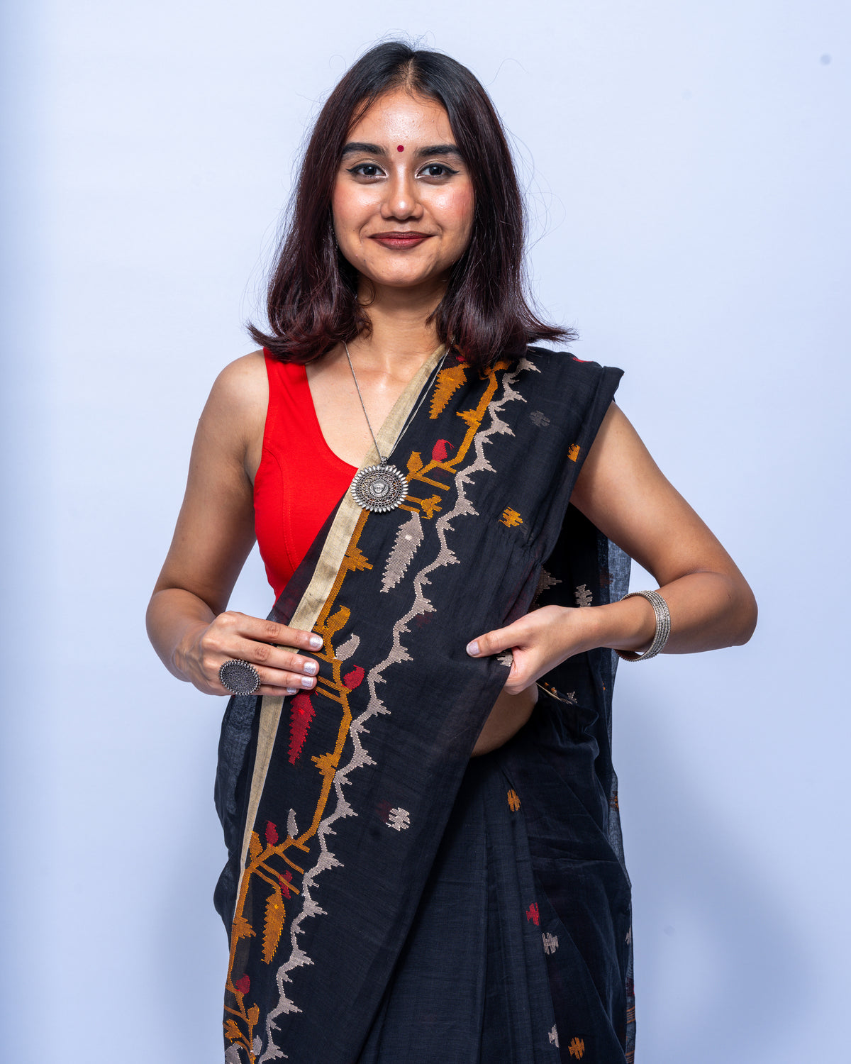 Black Jamdani saree