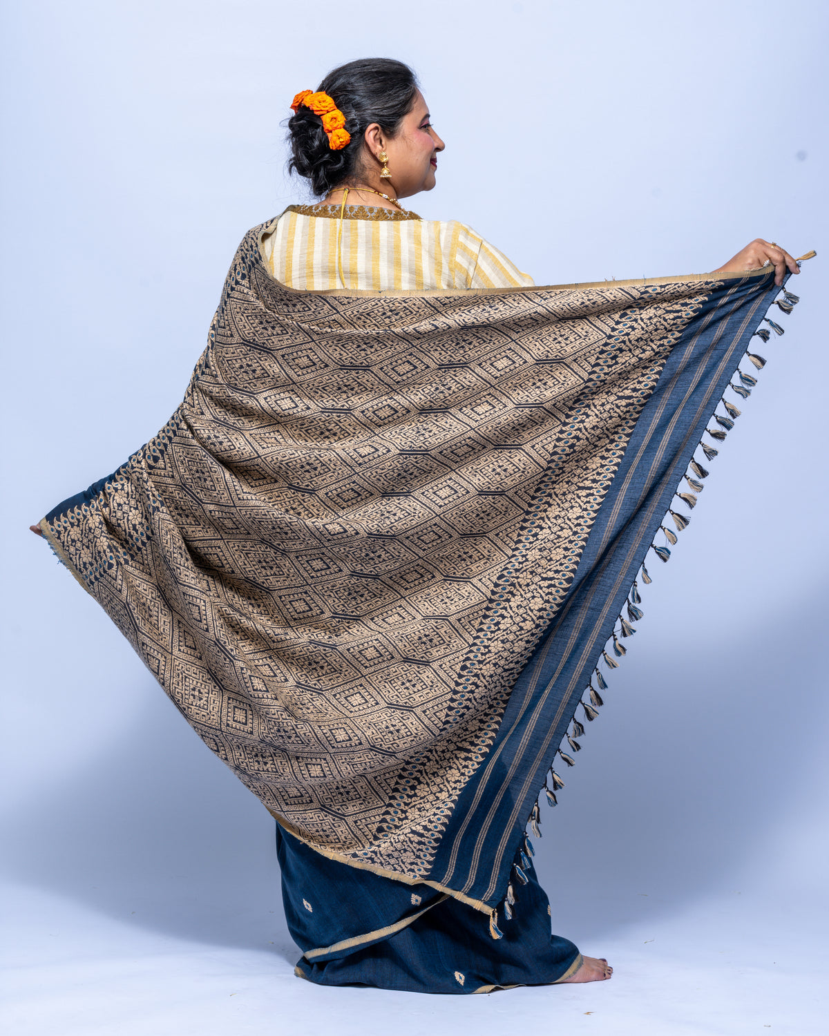 Indigo Eri silk cotton saree