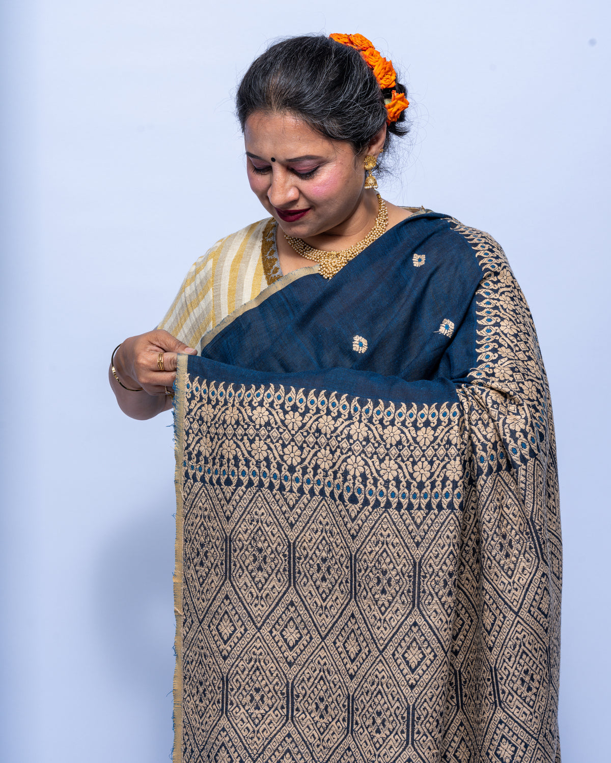 Indigo Eri silk cotton saree