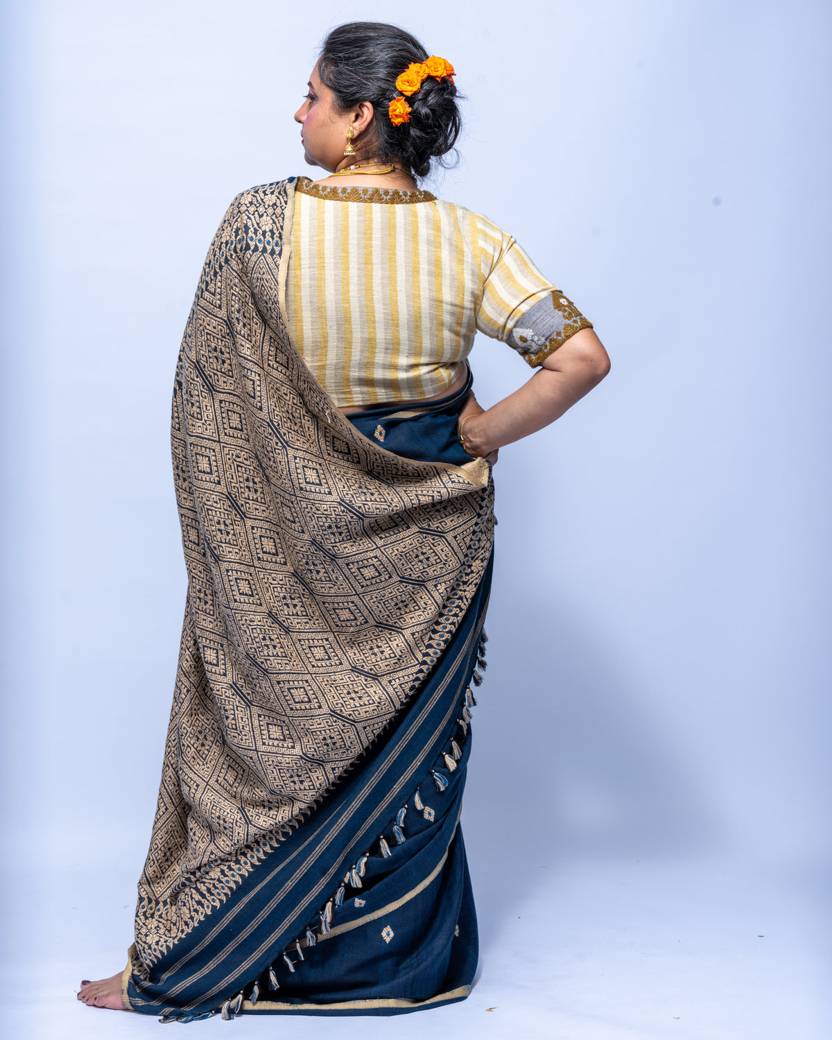 Indigo Eri silk cotton saree