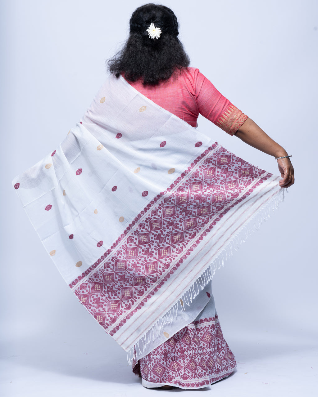 Ice blue mulberry silk cotton mekhela sador