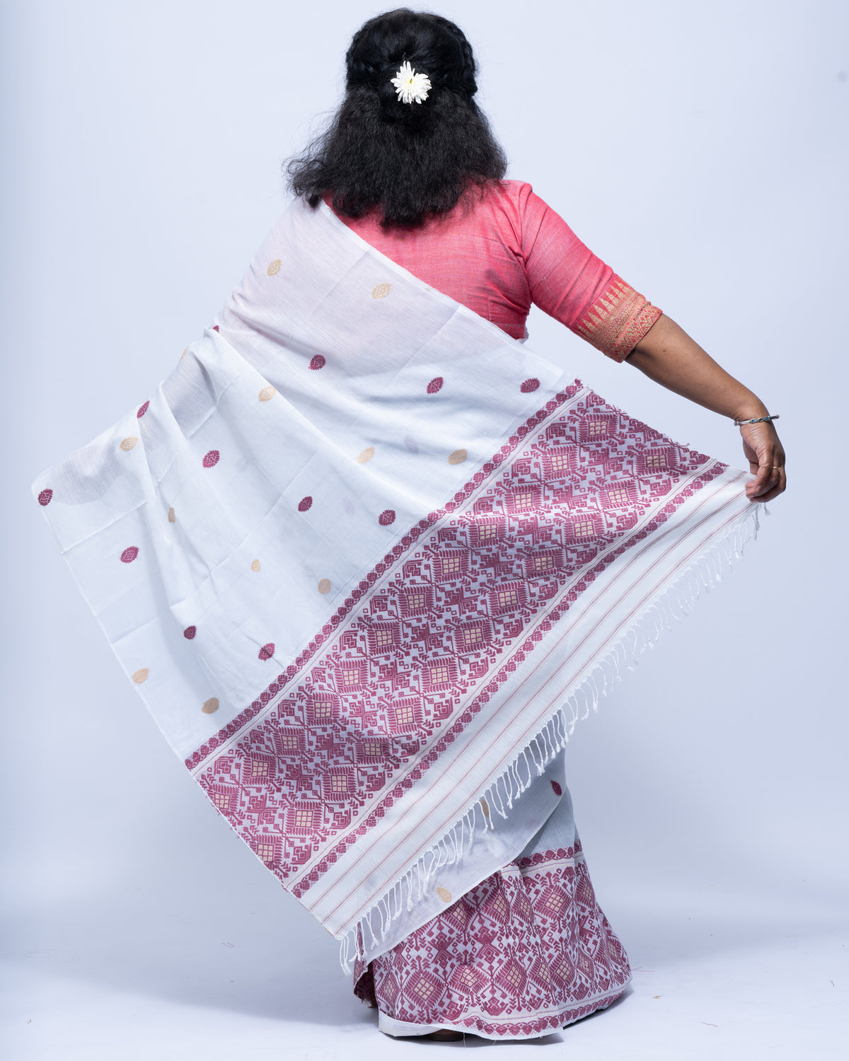 Ice blue mulberry silk cotton mekhela sador