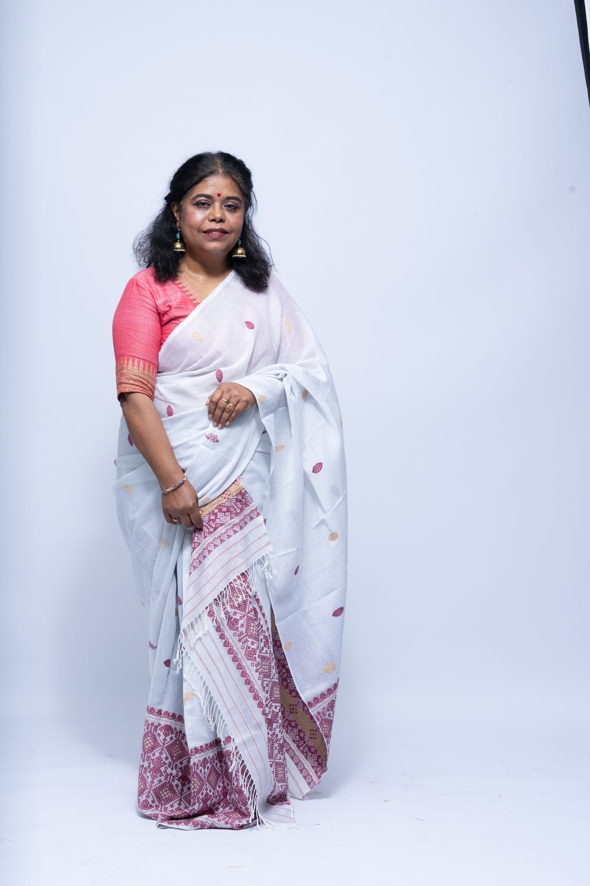 Ice blue mulberry silk cotton mekhela sador