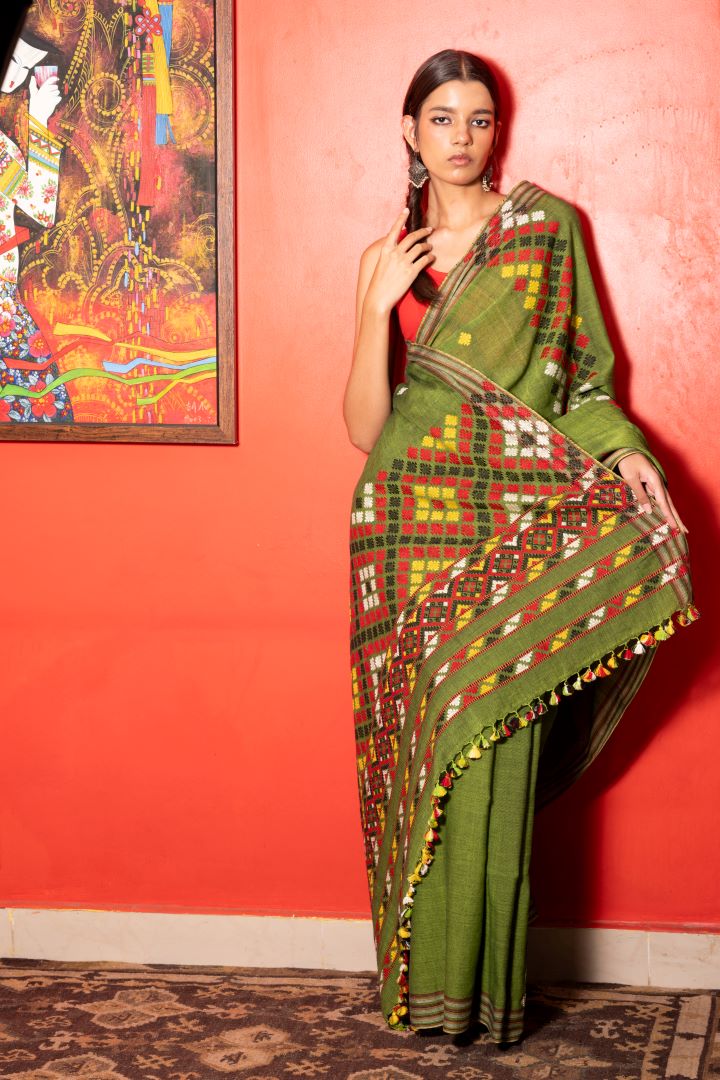 Avantibai hunter green Gero saree