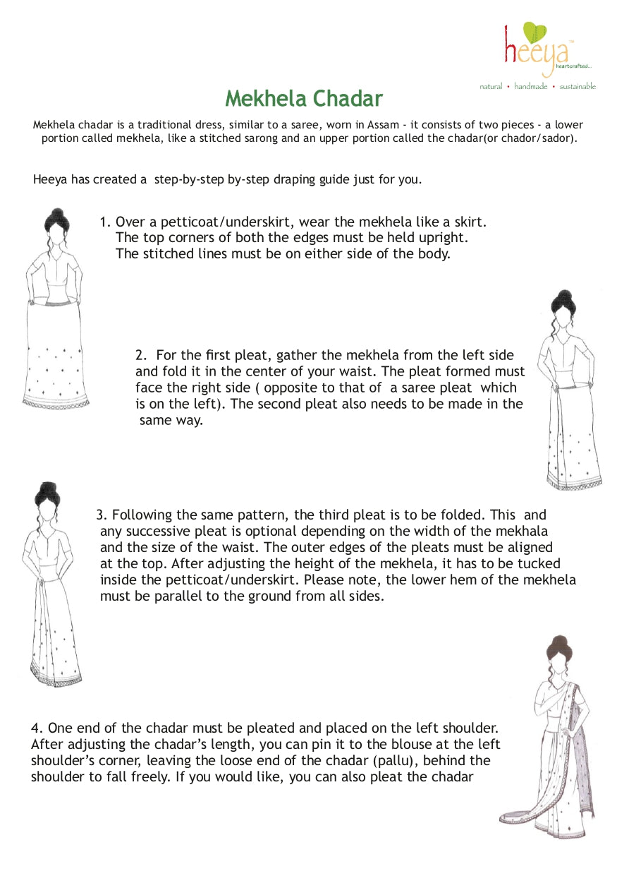 Joymoti coral red naturally dyed Eri silk Mekhela sador