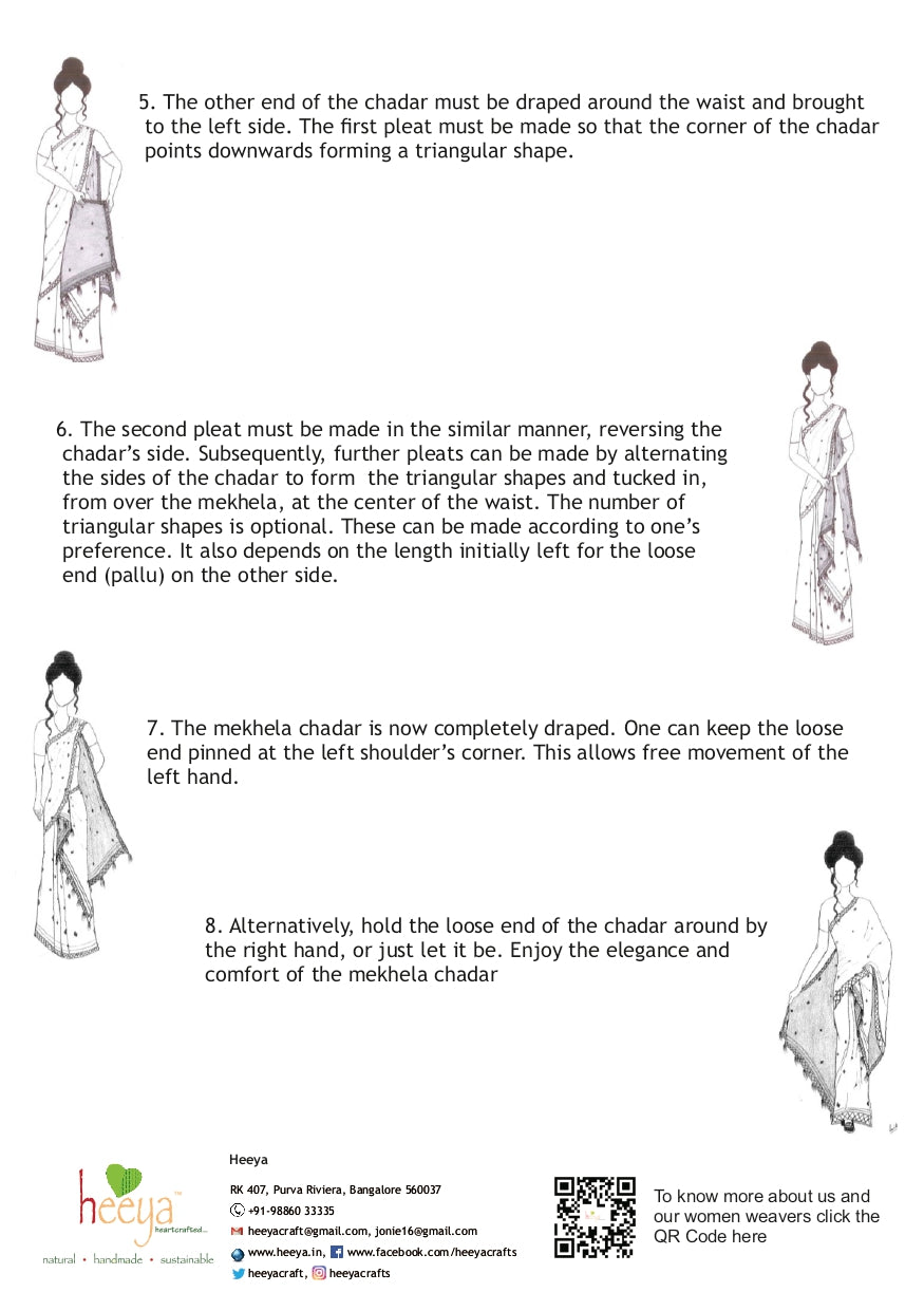 Joymoti coral red naturally dyed Eri silk Mekhela sador