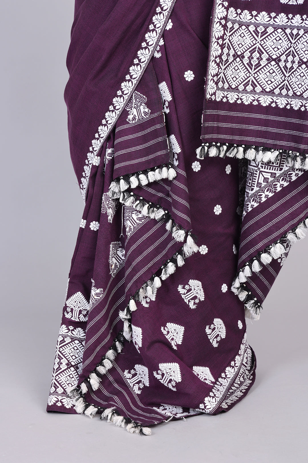 Tara purple cotton mekhela sador