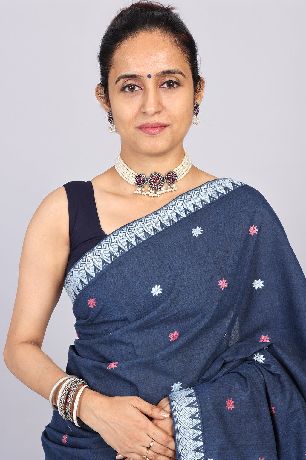 Kanaklata Indigo Eri cotton Mekhela sador