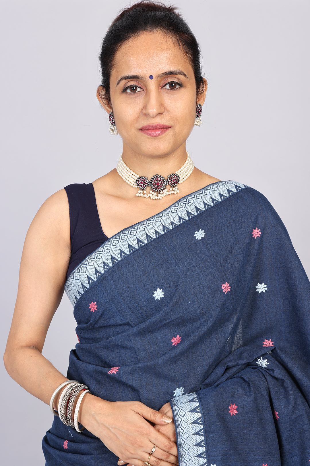 Kanaklata Indigo Eri cotton Mekhela sador