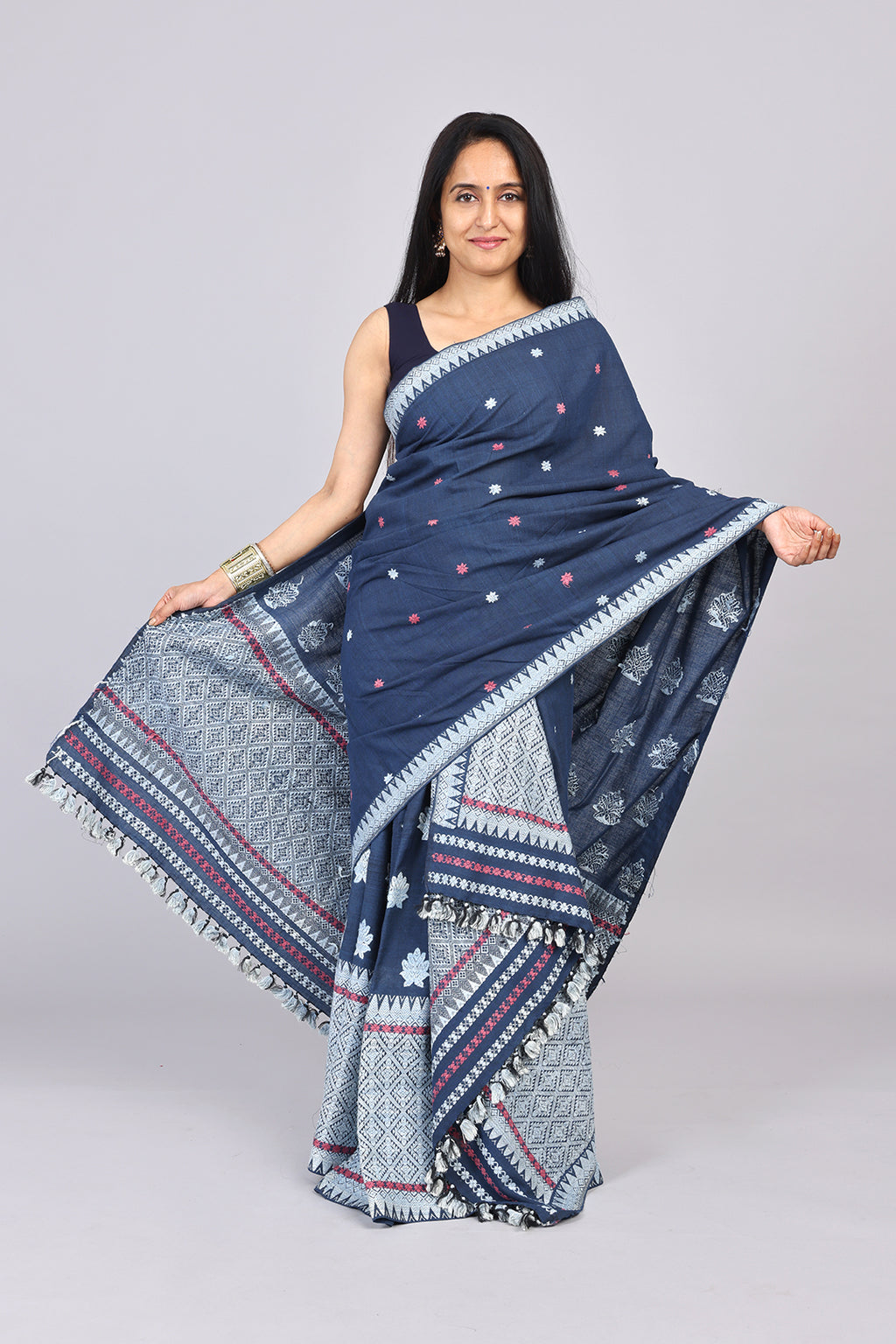 Kanaklata Indigo Eri cotton Mekhela sador