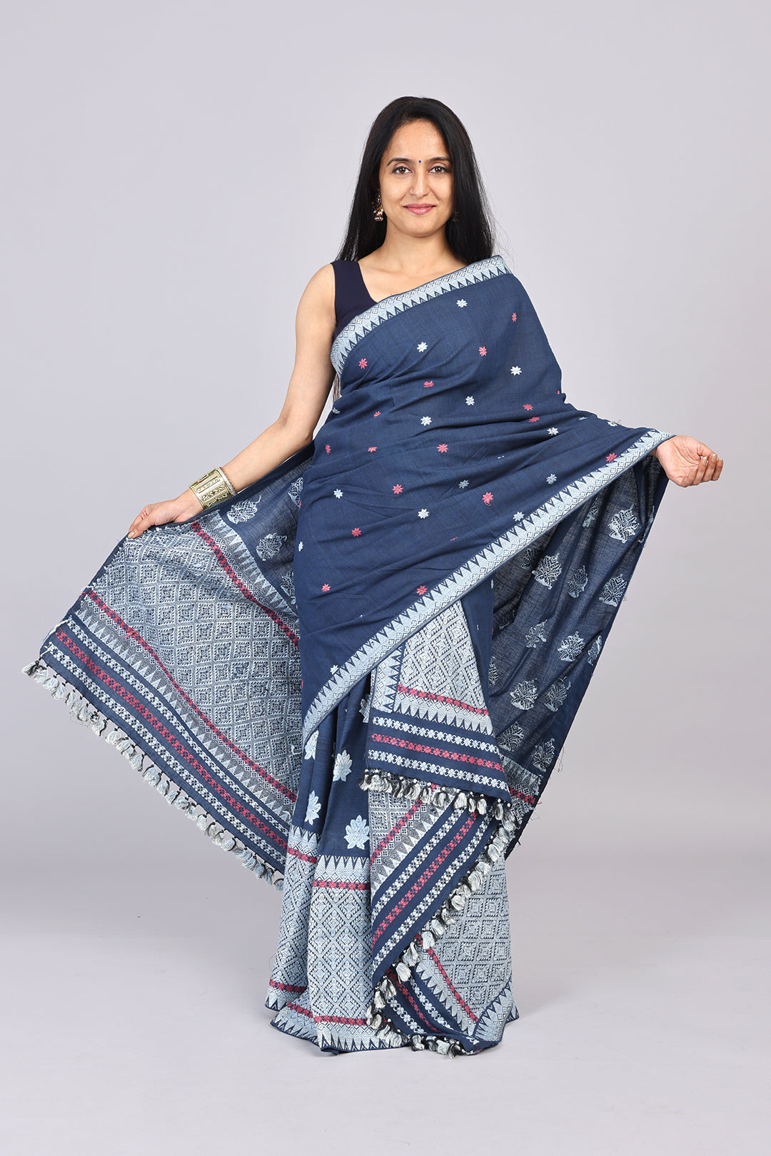 Kanaklata Indigo Eri cotton Mekhela sador