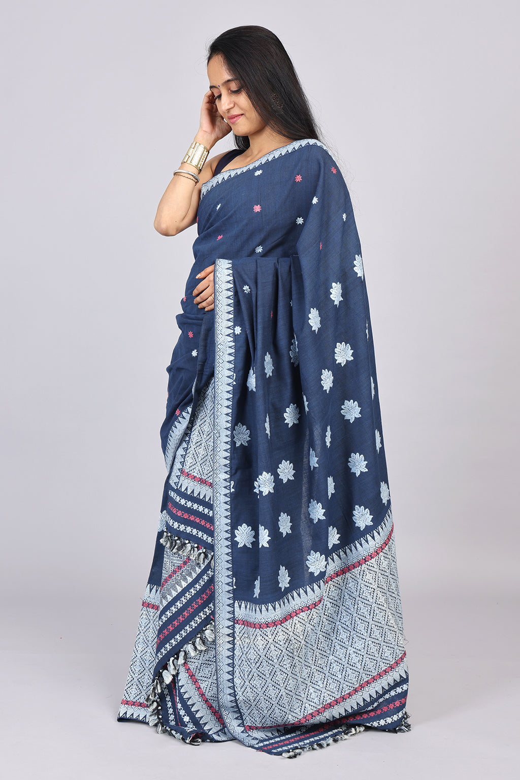 Kanaklata Indigo Eri cotton Mekhela sador