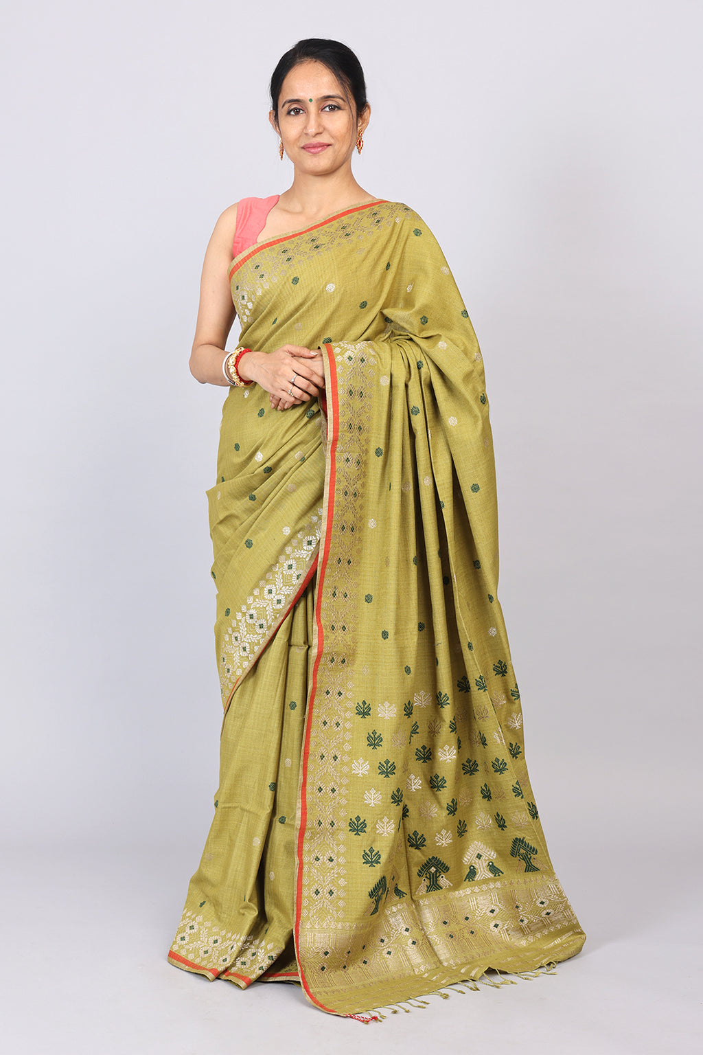 Priyanka lime Green Eri Silk saree